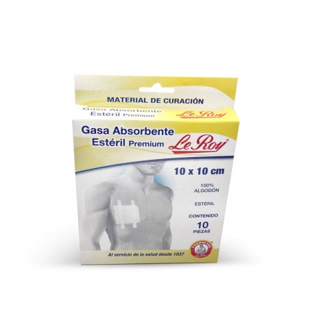 Le Roy Premium sterile absorbent gauze 10 x 10 cm (3.9 x 3.9 in)